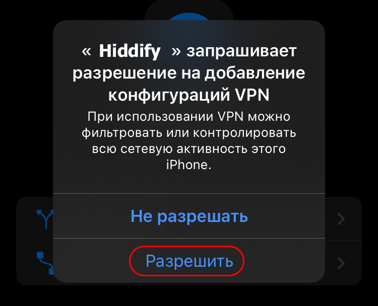 Запуск Hiddify на iOS